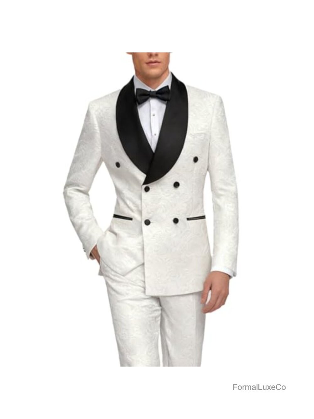 Men's Slim Fit 2-Piece Paisley Double Breasted Suit